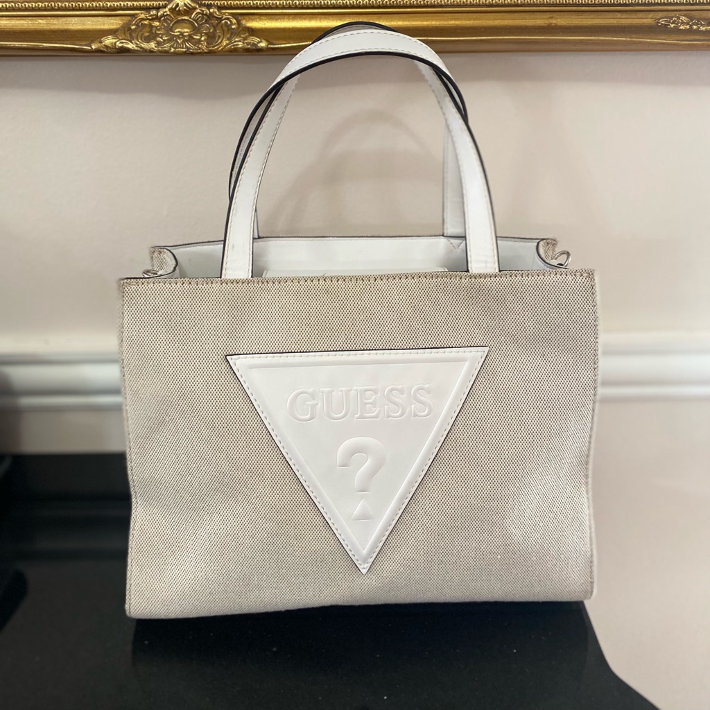 Guess Beige  Tan Canvas Tote
